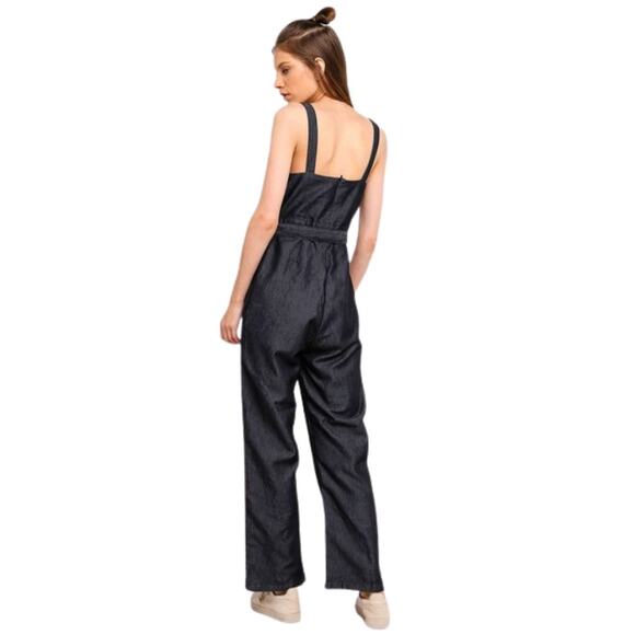 Cotton On Black Denim Jumpsuit Jean Overall Sz 2 - Picture 2 of 9